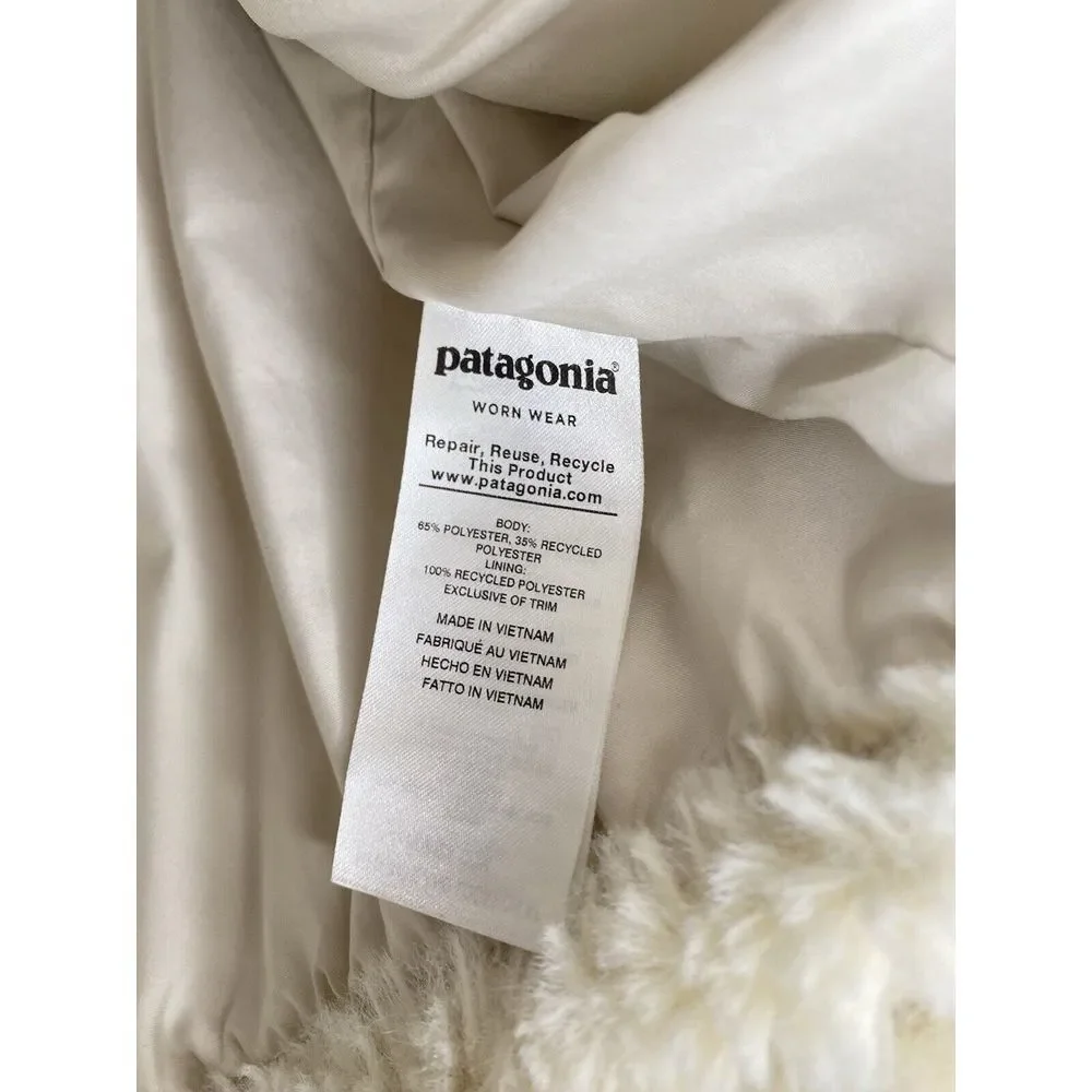 Patagonia Women's Lunar‎ Frost Faux Fur Full Zip Jacket Cream Large- Read - Picture 6 of 10